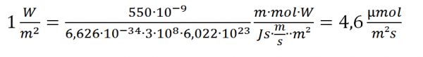 sample conversion (for 550 nm)