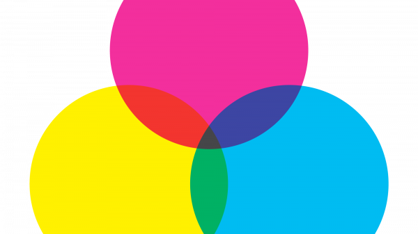 Overlapping arrangement of yellow, cyan and magenta color filters