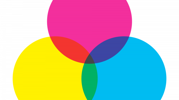 arrangement of yellow, cyan and magenta color filters Overlapping arrangement of yellow, cyan and magenta color filters