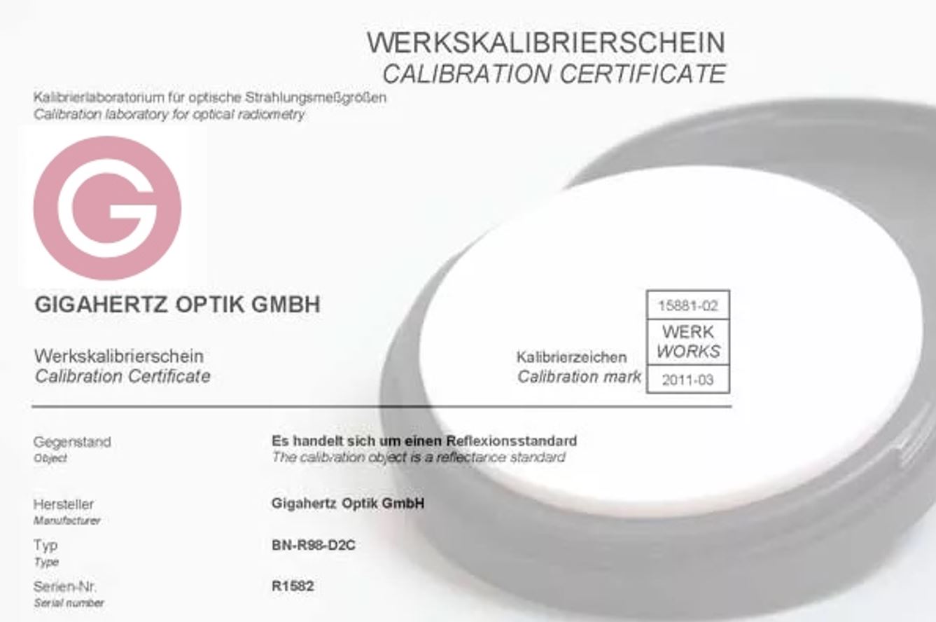 Kalibrierschein der Gigahertz Optik GmbH