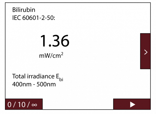 Alphanumeric representation of the measured values at example of the IEC 60601-2-50 guideline. Alphanumeric representation of the measured values at example of the IEC 60601-2-50 guideline.