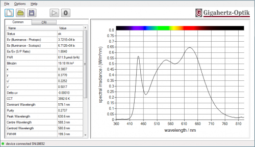 Example measurement in the MSC15's software Example measurement in the MSC15's software