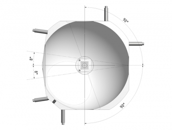Alignment of the five measurement ports of the UPB-150-ARTA enables universal use of the sphere. Alignment of the five measurement ports of the UPB-150-ARTA enables universal use of the sphere.